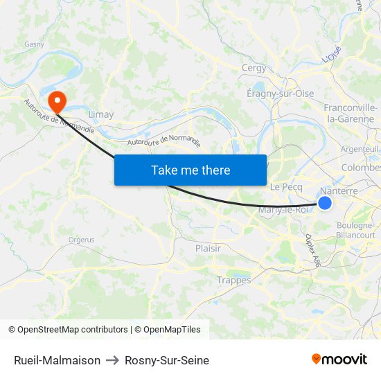 Rueil-Malmaison to Rosny-Sur-Seine map