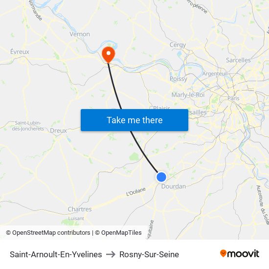 Saint-Arnoult-En-Yvelines to Rosny-Sur-Seine map