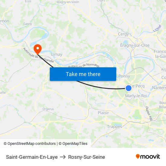 Saint-Germain-En-Laye to Rosny-Sur-Seine map