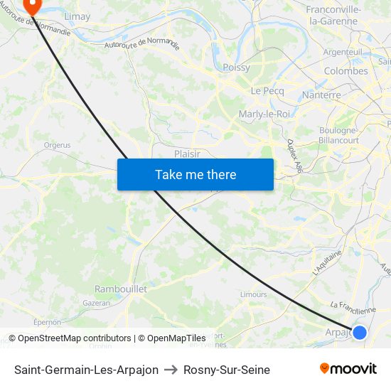 Saint-Germain-Les-Arpajon to Rosny-Sur-Seine map