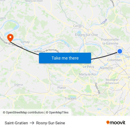 Saint-Gratien to Rosny-Sur-Seine map