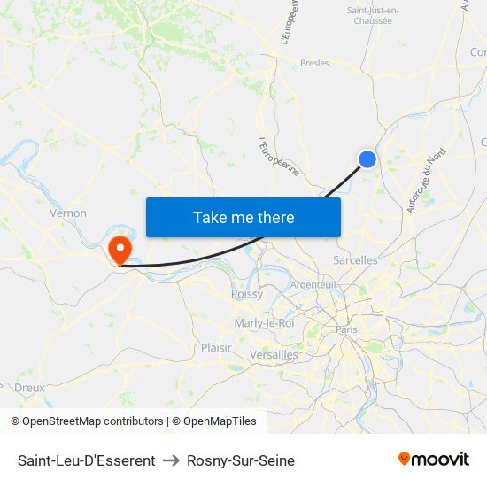 Saint-Leu-D'Esserent to Rosny-Sur-Seine map