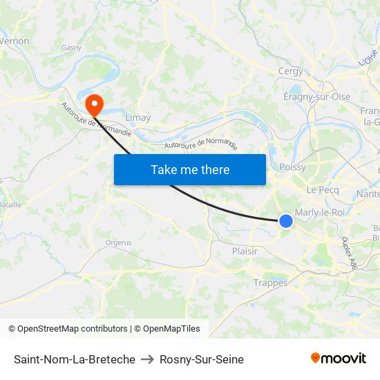 Saint-Nom-La-Breteche to Rosny-Sur-Seine map