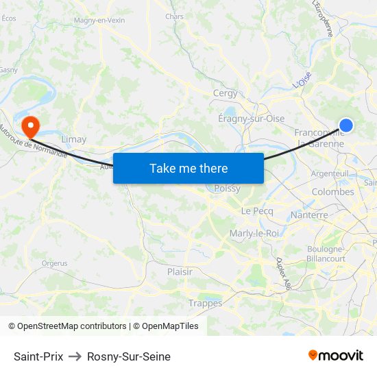 Saint-Prix to Rosny-Sur-Seine map