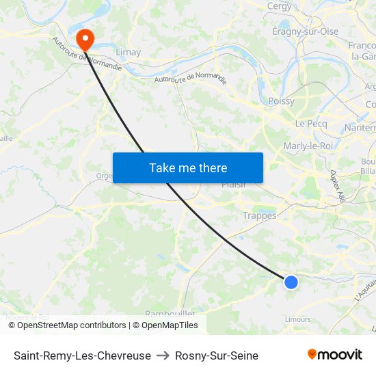 Saint-Remy-Les-Chevreuse to Rosny-Sur-Seine map