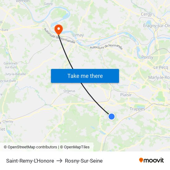 Saint-Remy-L'Honore to Rosny-Sur-Seine map