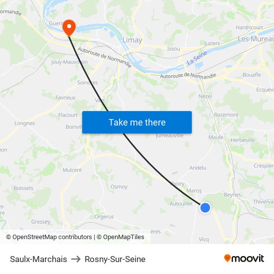Saulx-Marchais to Rosny-Sur-Seine map