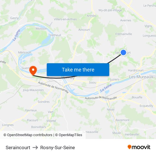 Seraincourt to Rosny-Sur-Seine map