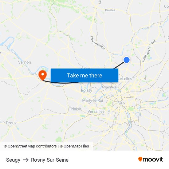 Seugy to Rosny-Sur-Seine map