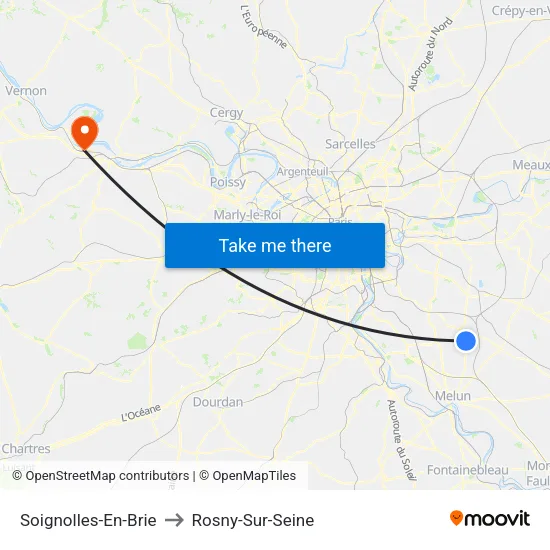 Soignolles-En-Brie to Rosny-Sur-Seine map