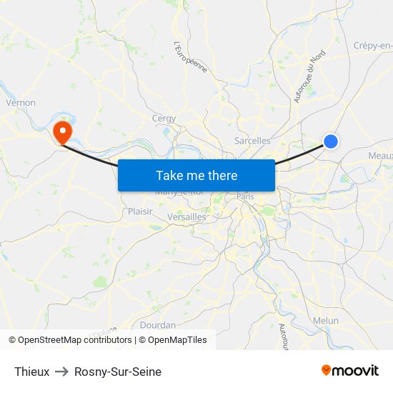 Thieux to Rosny-Sur-Seine map