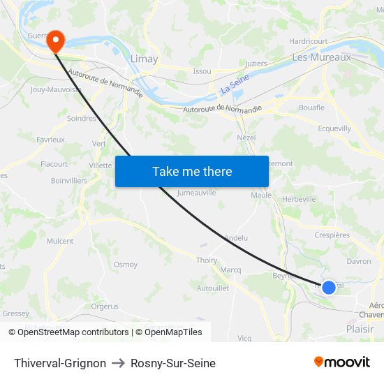 Thiverval-Grignon to Rosny-Sur-Seine map