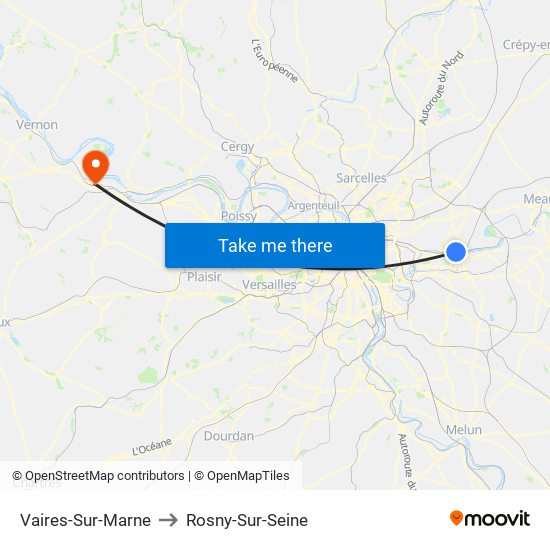 Vaires-Sur-Marne to Rosny-Sur-Seine map