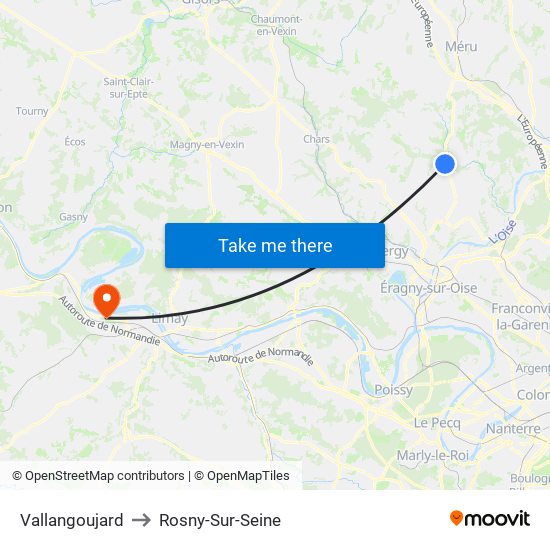 Vallangoujard to Rosny-Sur-Seine map