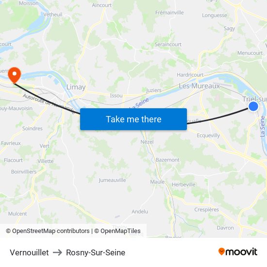 Vernouillet to Rosny-Sur-Seine map