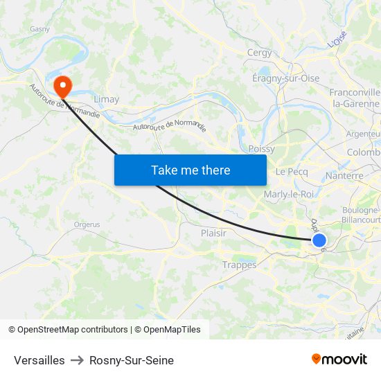 Versailles to Rosny-Sur-Seine map