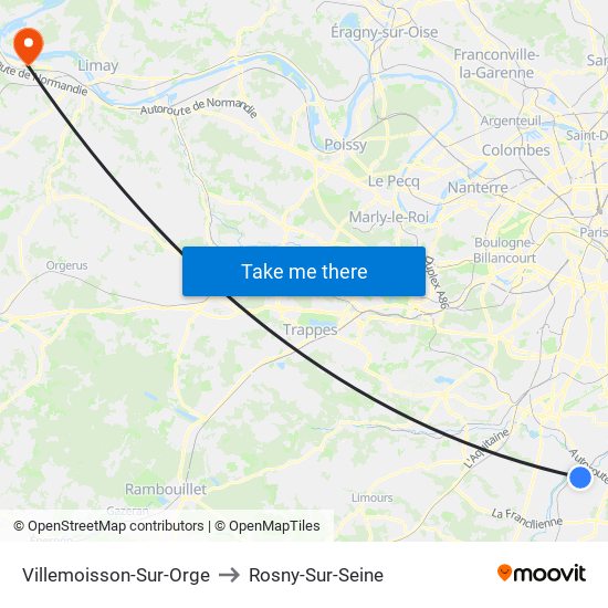 Villemoisson-Sur-Orge to Rosny-Sur-Seine map