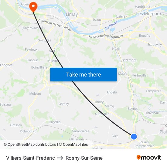 Villiers-Saint-Frederic to Rosny-Sur-Seine map