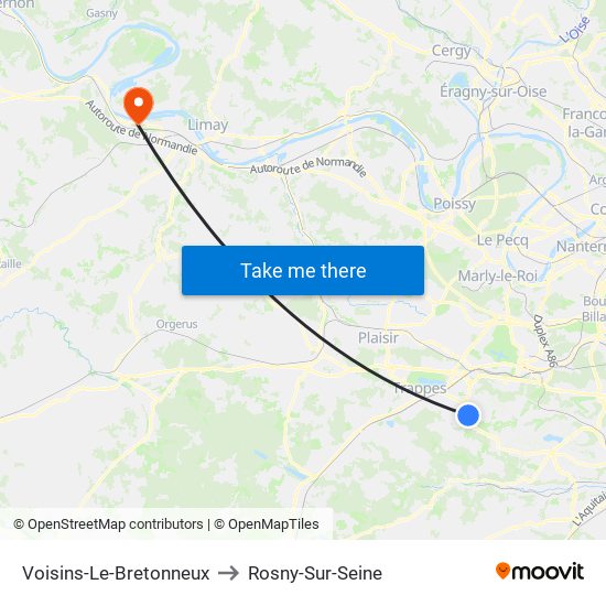 Voisins-Le-Bretonneux to Rosny-Sur-Seine map