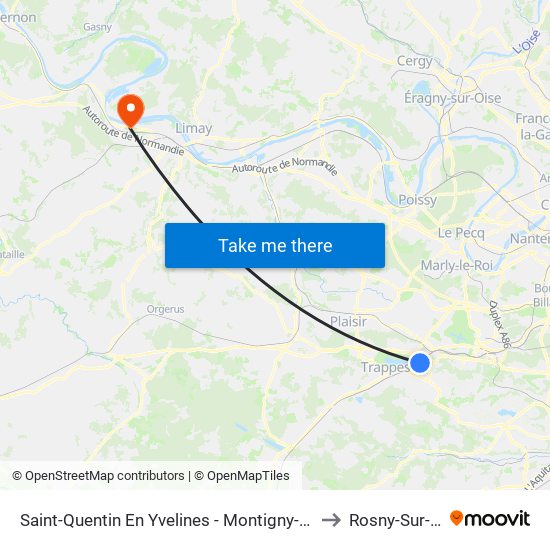 Saint-Quentin En Yvelines - Montigny-Le-Bretonneux to Rosny-Sur-Seine map