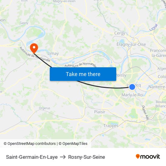 Saint-Germain-En-Laye to Rosny-Sur-Seine map