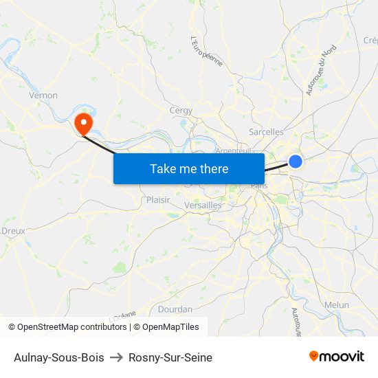 Aulnay-Sous-Bois to Rosny-Sur-Seine map