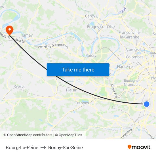 Bourg-La-Reine to Rosny-Sur-Seine map