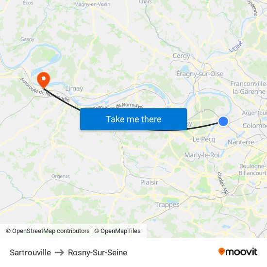 Sartrouville to Rosny-Sur-Seine map