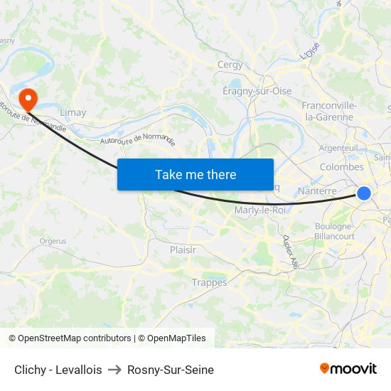 Clichy - Levallois to Rosny-Sur-Seine map