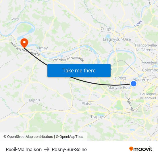 Rueil-Malmaison to Rosny-Sur-Seine map