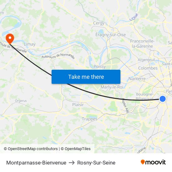 Montparnasse-Bienvenue to Rosny-Sur-Seine map