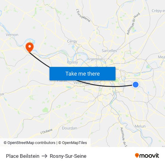 Place Beilstein to Rosny-Sur-Seine map