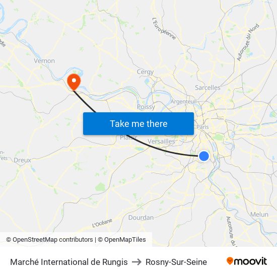 Marché International de Rungis to Rosny-Sur-Seine map