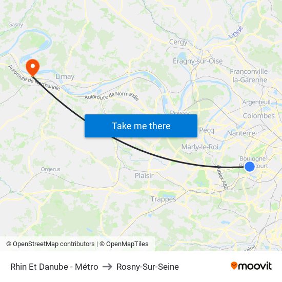 Rhin Et Danube - Métro to Rosny-Sur-Seine map