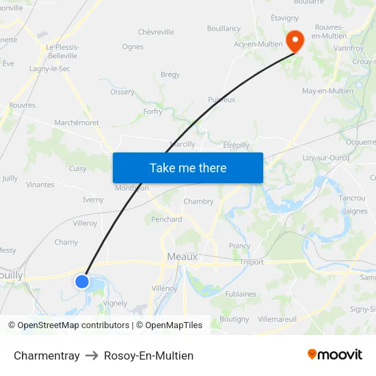 Charmentray to Rosoy-En-Multien map