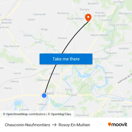 Chauconin-Neufmontiers to Rosoy-En-Multien map