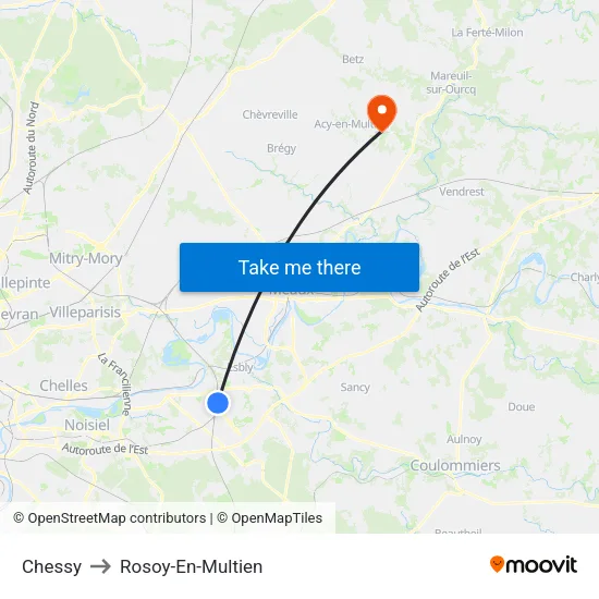 Chessy to Rosoy-En-Multien map