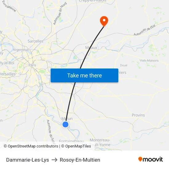 Dammarie-Les-Lys to Rosoy-En-Multien map
