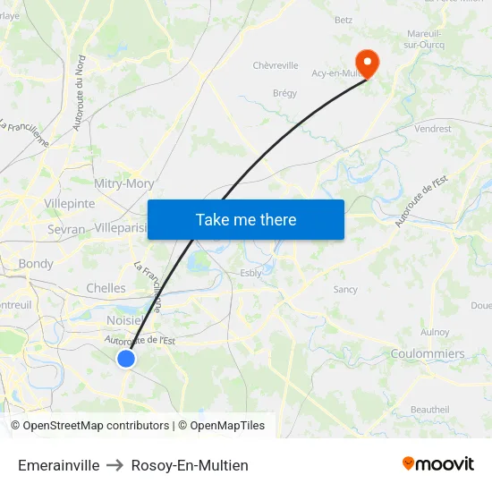 Emerainville to Rosoy-En-Multien map