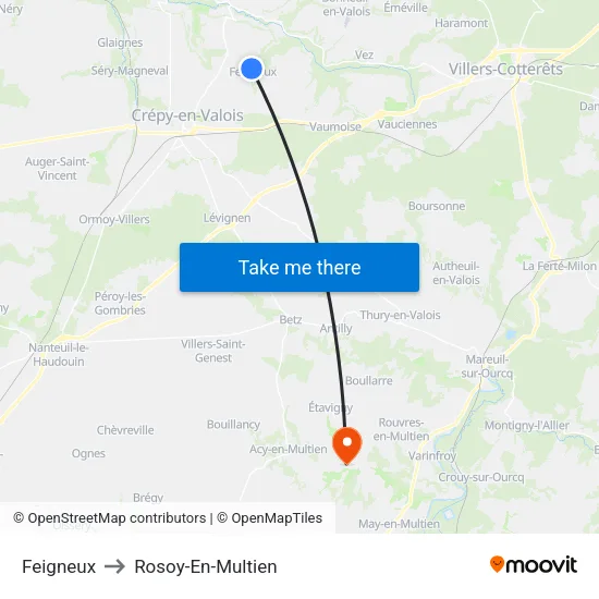 Feigneux to Rosoy-En-Multien map