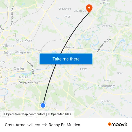Gretz-Armainvilliers to Rosoy-En-Multien map