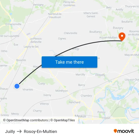 Juilly to Rosoy-En-Multien map