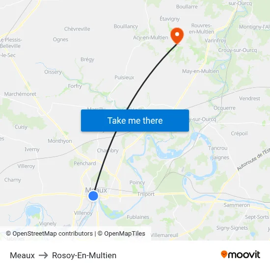 Meaux to Rosoy-En-Multien map