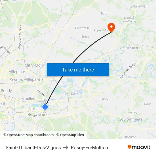 Saint-Thibault-Des-Vignes to Rosoy-En-Multien map