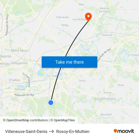 Villeneuve-Saint-Denis to Rosoy-En-Multien map