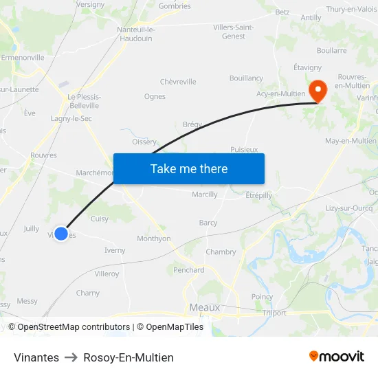 Vinantes to Rosoy-En-Multien map