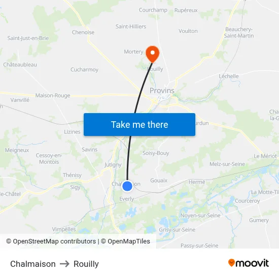 Chalmaison to Rouilly map