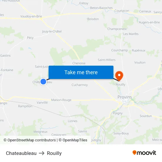 Chateaubleau to Rouilly map