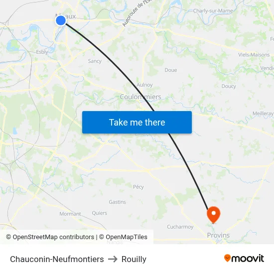 Chauconin-Neufmontiers to Rouilly map