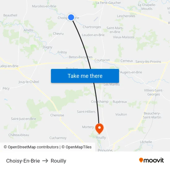 Choisy-En-Brie to Rouilly map